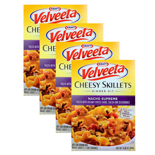 (4 Pack) Velveeta Classic American Skillets Nacho Supreme Dinner Kit, 15.66 oz Box