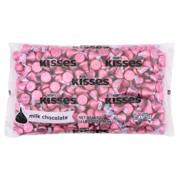 Hershey's Kisses, Milk Chocolate Candy Pink Foil, 66.7 Oz.