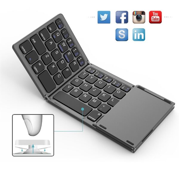 AVATTO B033 Mini folding keyboard Bluetooth Foldable Wireless Keypad with Touchpad for Windows,Android,ios Tablet ipad Phone