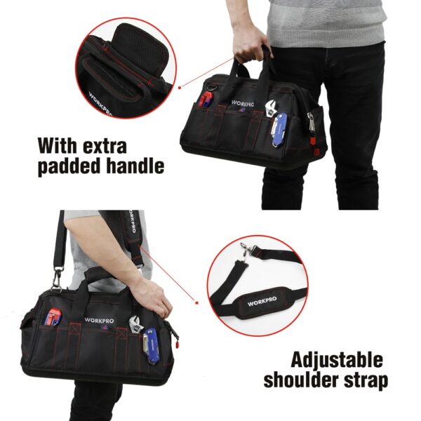 WORKPRO Tool Bags, Portable Waterproof Electrician Bag Multifunction Canvas Tool Organizer for Repair Installation HVAC