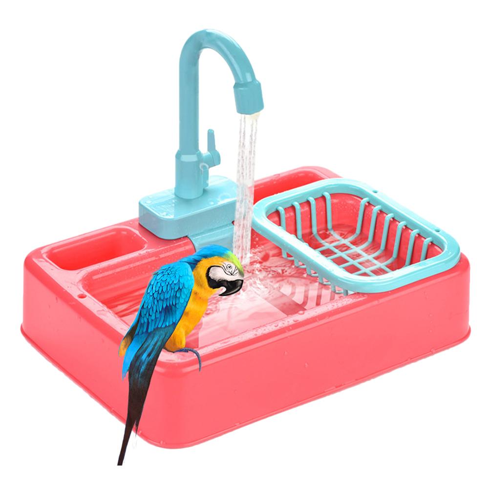 Bird Feeder Automatic Parrot Bathtub Swimming Pool Faucet Parrot Bath Shower Water Dispenser Bird Cage Bathroom Parrot Toys