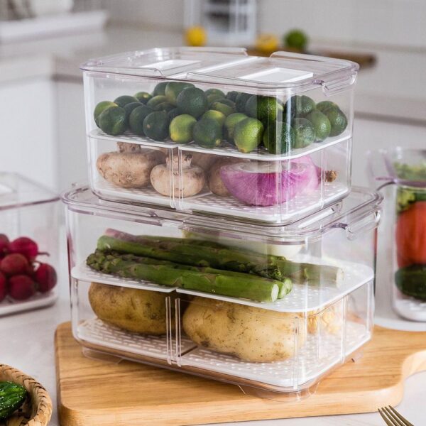 MDZF Refrigerator Food Storage Containers with Lids Kitchen Storage Seal Tank Plastic Separate Vegetable Fruit Fresh Box Big ml