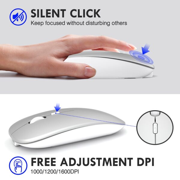 Wireless Mouse Computer Bluetooth Mouse Silent Mause Rechargeable Ergonomic Mouse 2.4Ghz USB Optical Mice For Macbook Laptop PC