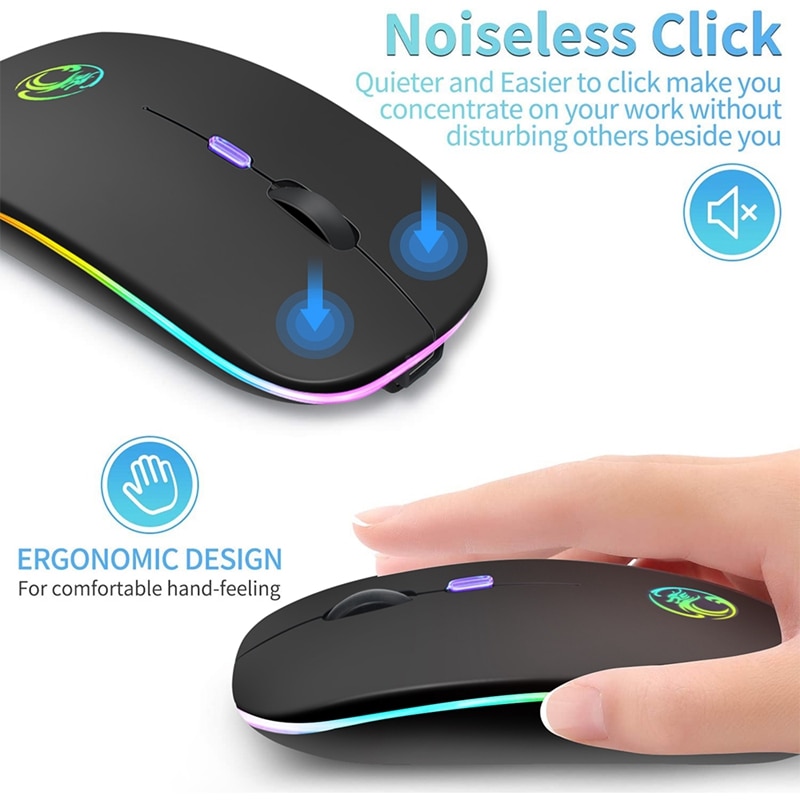 Wireless Mouse Bluetooth RGB Rechargeable Mouse Wireless Computer