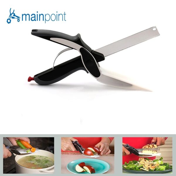 2 in 1 Utility Scissors Clever Knife&Board Smart Chef Stainless Steel Scissors Meat Potato Cheese Vegetable Cutter Kitchen