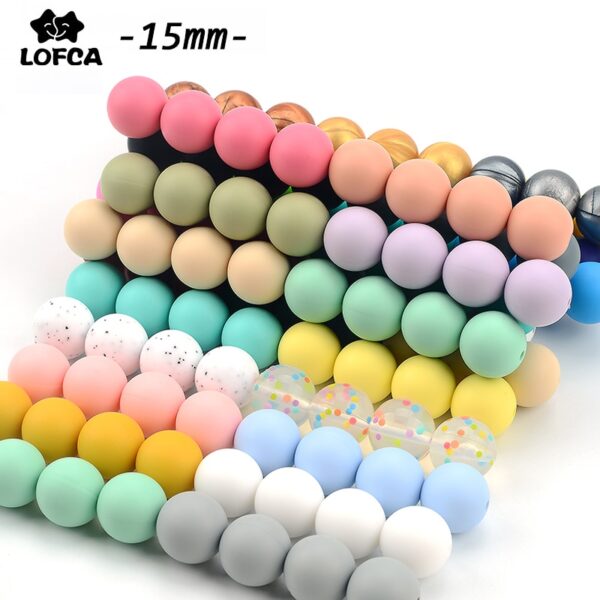 100pieces/lot Silicone Beads Baby Teething Beads 15mm Safe Food Grade Nursing Chewing Round Silicone Beads