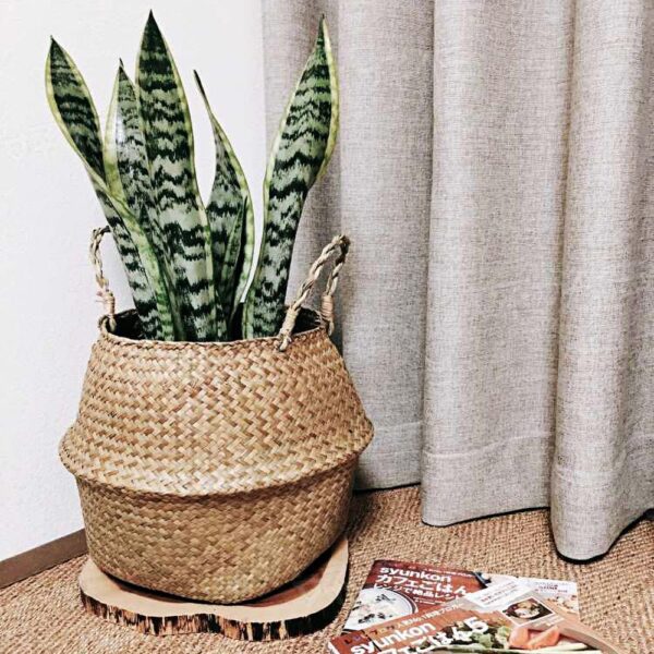 Straw Foldable Hanging Rattan Flower Basket Handmade Wicker Plant Pot Planter Modern Flowerpot Home Decorative