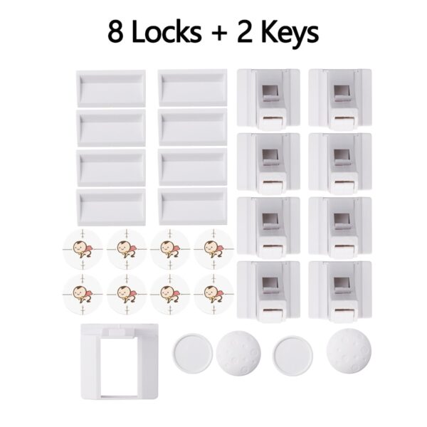 Magnetic Child Lock Baby Safety Cabinet Drawer Door Lock Children Protection Invisible Lock Kids Security 4+1/8+2 With 1 Cradle