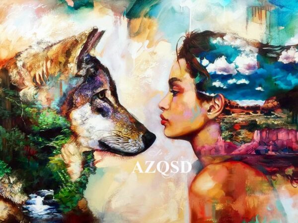 AZQSD DIY Framed Lion Girl Oil Painting By Numbers Adults Colorful Paint Wall Art Picture For Living Room Home Decor