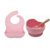 New Colors Feeding set Food Grade Silicone Bibs Baby Plate Non-silp Suction Bowl Kids Tableware Waterproof Bib BPA Free Spoon