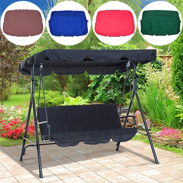 3 Seat Garden Swing Chair Canopy Cover Shade Sail Waterproof UV Resistant Outdoor Courtyard Hammock Tent Swing Top Cover NO Fade