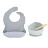 New Colors Feeding set Food Grade Silicone Bibs Baby Plate Non-silp Suction Bowl Kids Tableware Waterproof Bib BPA Free Spoon