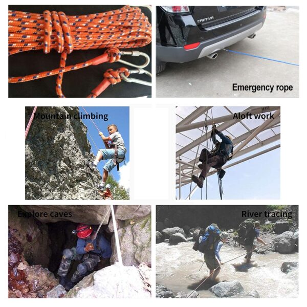 Desert&Fox Climbing Rope 10m/20m/30m/50m Outdoor Emergency Rope Wear Resistant 9mm Diameter High Strength Hiking Accessory Tool