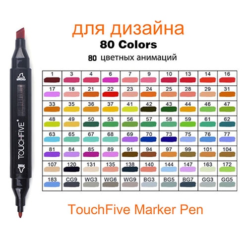 TOUCHFIVE Markers 12 36 48 80 168 Colors Dual Tips Alcohol Graphic Sketching Markers Pen for Bookmark Manga Drawing Art Supplies