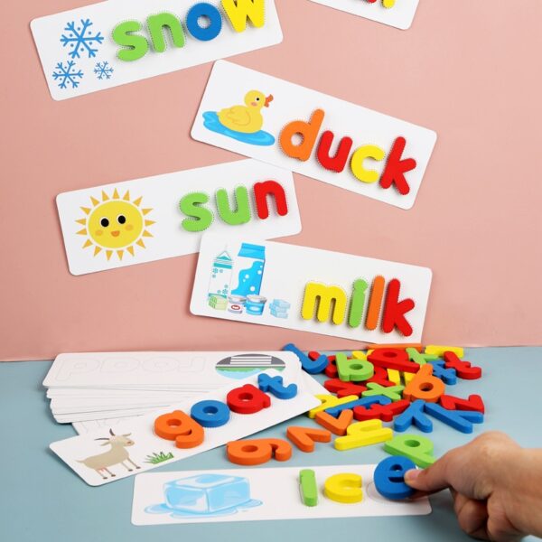 Montessori Spell word game Wooden Toys Early Learning Jigsaw Letter Alphabet Puzzle Preschool Educational Baby Toys for Children