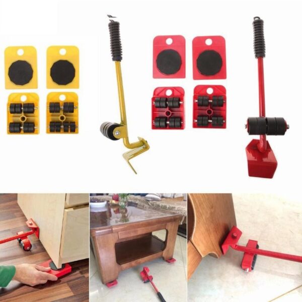 Easy Furniture Lifter Mover Tool Set Heavy Stuffs Moving Hand Tools Set Wheel Bar Mover Device Furniture Transport Tool