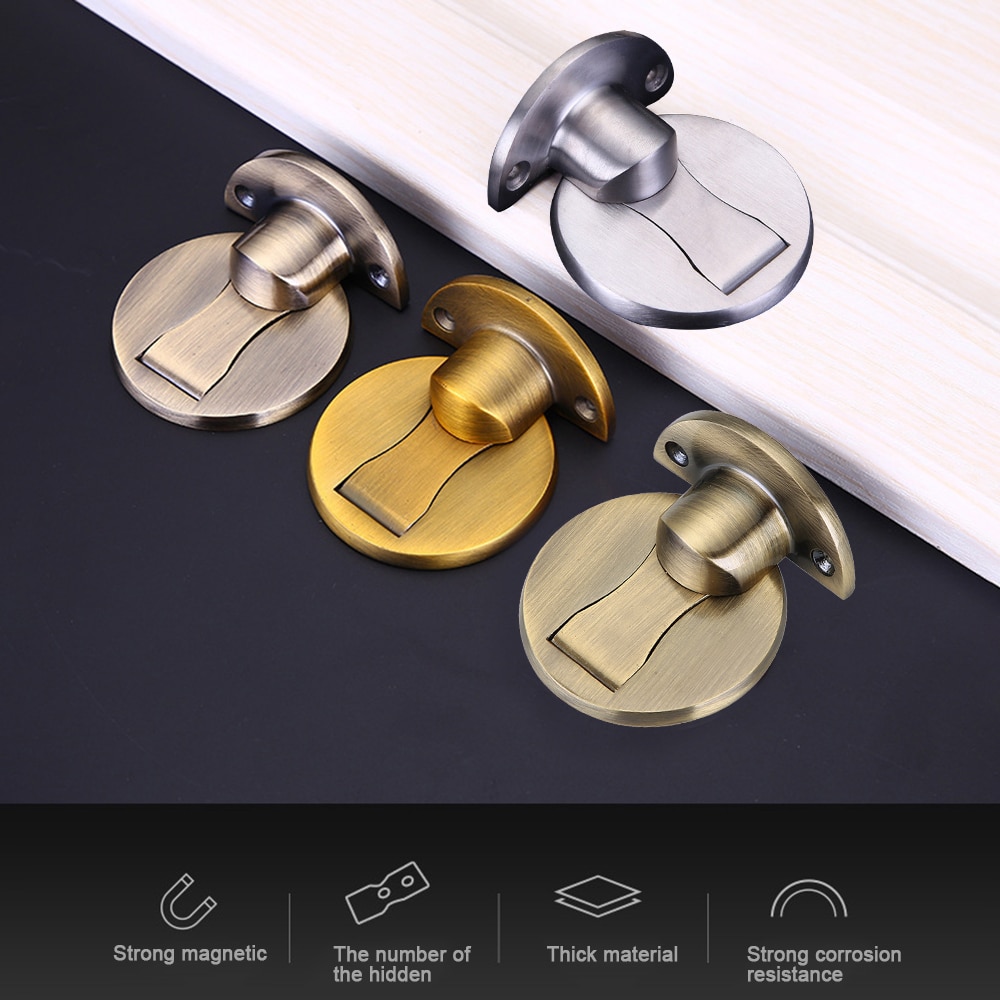 Magnet Door Stop Stainless Steel Door Stopper Wall Protector Doorstop Home Improvement Furniture Hardware For Bedroom Bathroom