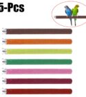 5pcs Bird Parrot Perch Stand Holder Color Emery Toys Grinding Claw Pet Cage Platform Accessories Chew Toy Bird Supplies