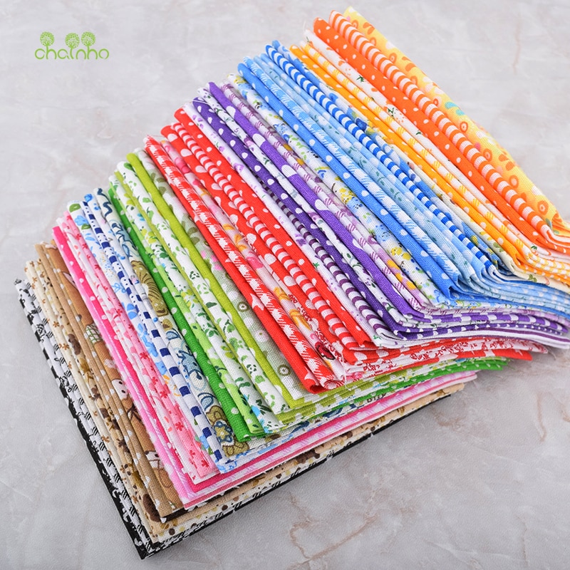Chainho,60pcs/Lot,Colorful Thin Plain Cotton Fabric Patchwork For DIY Quilting& Sewing,Fat Quarters Bundle Tissue Tela Material