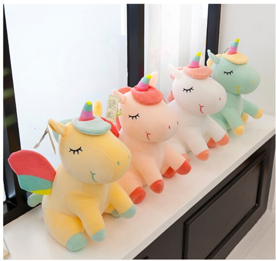 25CM New Soft Cute Rainbow Style Unicorn Toy Plush Toys Animals Horse Children Toys Baby Dolls Birthday Gifts