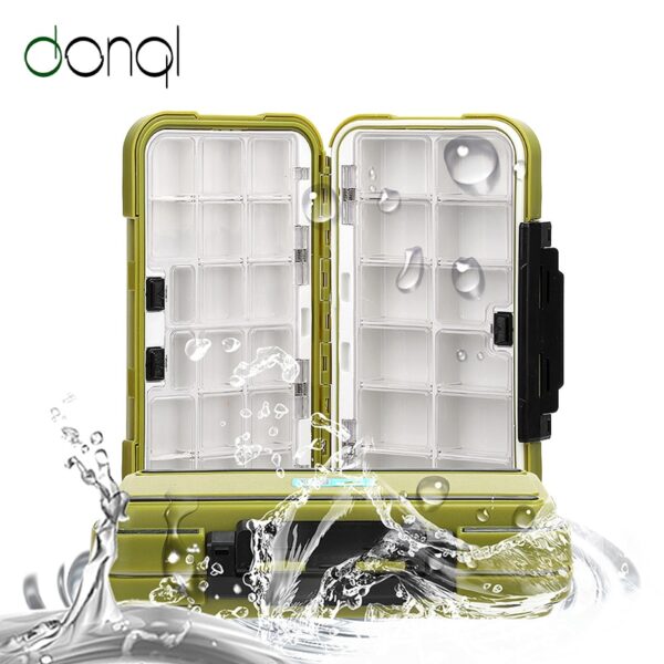 DONQL Fishing Tackle Box Waterproof Double Side Bait Lure Hooks Storage Boxes Carp Fly Fishing Accessories 12-30 Compartments