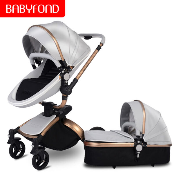 Brand Newborn Pram Babyfond 3 in 1 Luxury Baby Stroller PU Leather Two-way Push 360 Rotate Baby Car EU Safety Car Seat Trolley