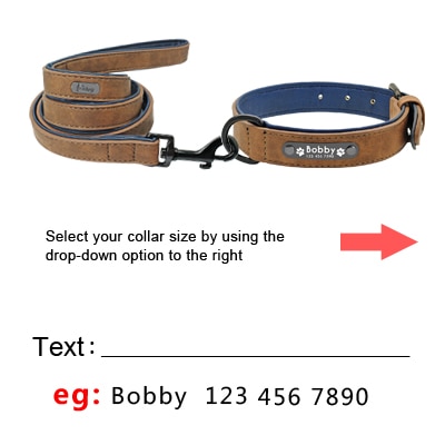 Custom Dog Collars Leather Personalized Pet Dog Tag Collar Leash Lead For Small Medium Large Dogs Pitbull Bulldog Pugs Beagle