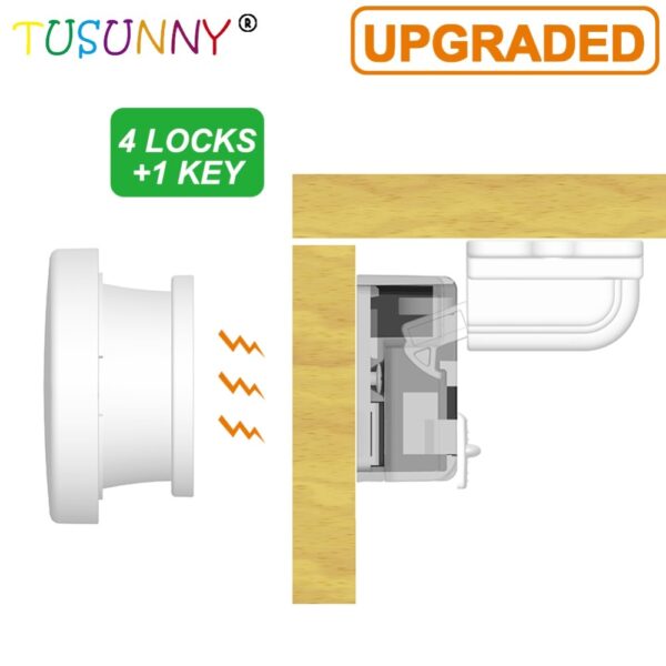 TUSUNNY 8+2/4+1PCS Magnetic lock from children Baby Safety Protection Cabinet Door Lock Drawer Locker Security Invisible Locks