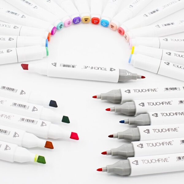 TouchFive Markers 12/80/168 Color Sketch Art Marker Pen Double Tips Alcoholic Pens For Artist Manga Markers Art Supplies School