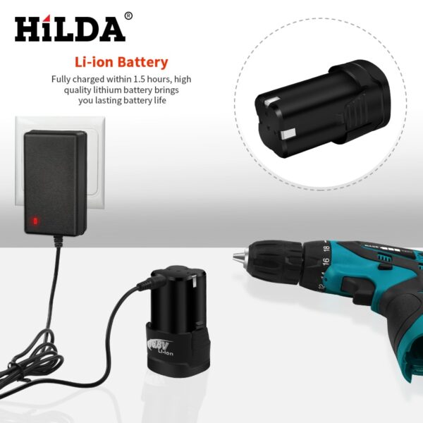 HILDA Electric Drill Cordless Screwdriver Lithium Battery Mini Drill Cordless Screwdriver Power Tools Cordless Drill