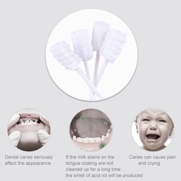 Baby Toothbrush Baby Tongue Cleaner 30Pcs Disposable Gauze Toothbrush Infant Oral Cleaning Stick Dental Care