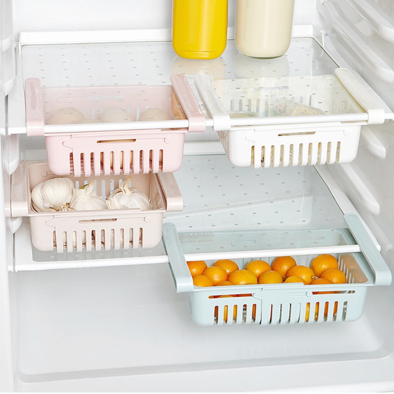 Multi-Purpose Retractable Drawer Type Refrigerator Container Box Kitchen Fresh Food Fruit Organizer Basket Fridge Storage Bins
