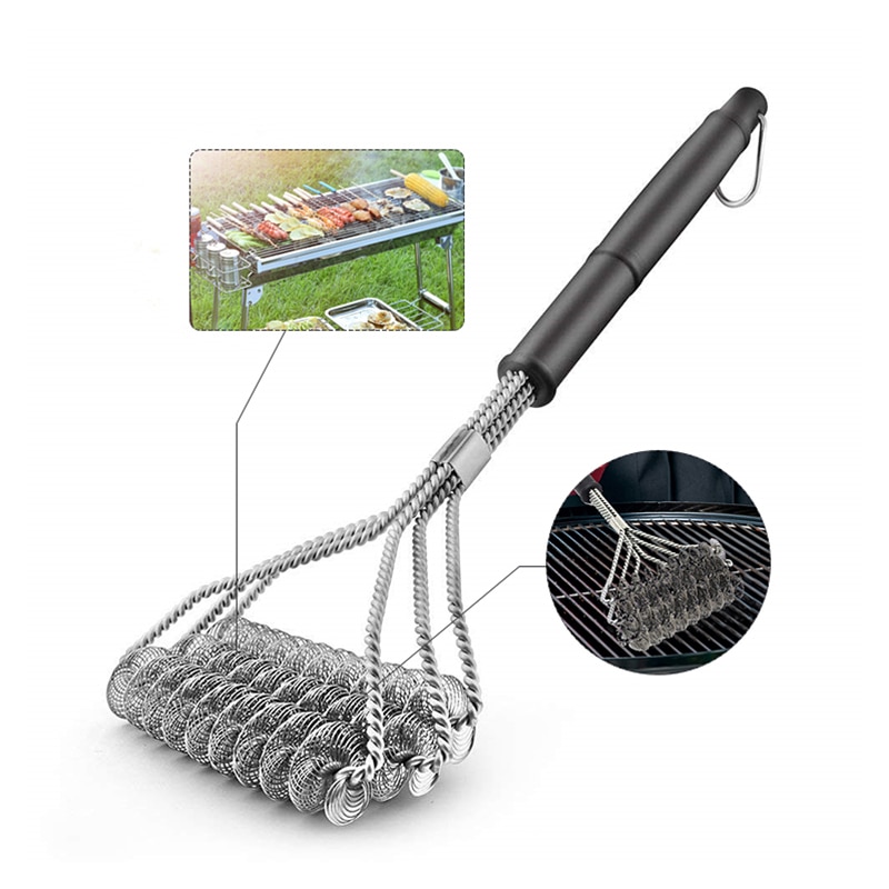 Barbecue Grill BBQ Brush Clean Tool Stainless Steel Wire Bristles Non-stick Cleaning Brushes With Handle Durable Cook Accessorie