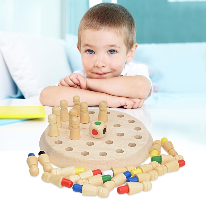 Kids Wooden Memory Match Stick Chess Game Fun Block Board Educational Toys 