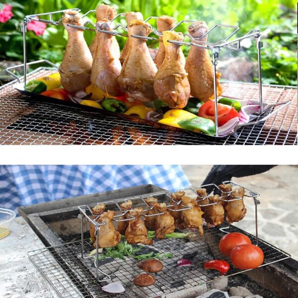 Chicken Wing Leg Rack For Grill Smoker Oven Stainless Steel Vertical Roaster Stand In BBQ Safe Barbecue Accessories
