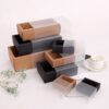 10pcs Kraft Paper Packing Box With Transparent PVC Window Black Delicate Drawer Display Gift Box Wedding Cookie Candy Cake Boxes