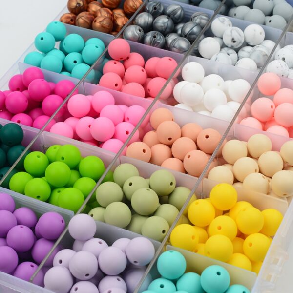100pieces/lot Silicone Beads Baby Teething Beads 15mm Safe Food Grade Nursing Chewing Round Silicone Beads