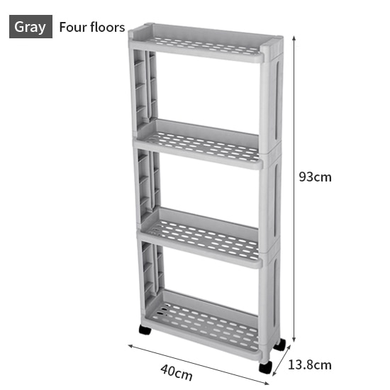 Kitchen Storage Rack For Goods Fridge Side Shelf 2/3/4 Layer Removable With Wheels Bathroom Organizer Shelf Gap Holder