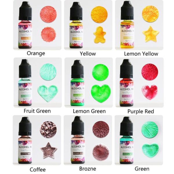 24Color 10ML Alcohol Ink Diffusion Resin Pigment Kit Liquid Colorant Dye Art DIY Handmade Craft Jewelry Making