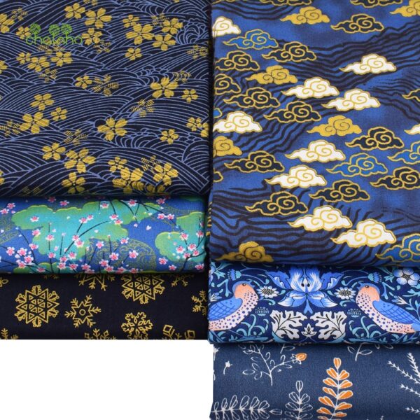 Chainho,6pcs/Lot,MidnightBlue,Print Twill Cotton Fabric,Patchwork Cloth,DIY Sewing&Quilting Fat Quarters Material For Baby&Child