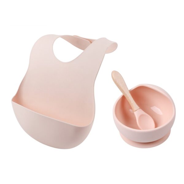 1 Set Silicone Bibs Bowl Sets Baby BPA Free Silicone Chewing Food Grade Newborn Accessories Teeth Baby Feeding Supplies