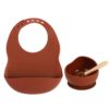 New Colors Feeding set Food Grade Silicone Bibs Baby Plate Non-silp Suction Bowl Kids Tableware Waterproof Bib BPA Free Spoon