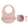 New Colors Feeding set Food Grade Silicone Bibs Baby Plate Non-silp Suction Bowl Kids Tableware Waterproof Bib BPA Free Spoon