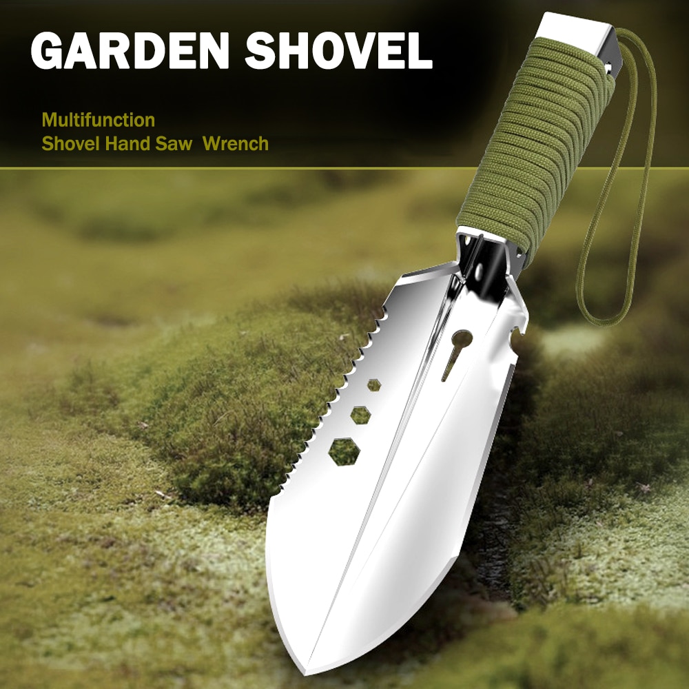Shovel Multi-Purpose Garden Tools Stainless Steel Garden Shovel With Sawtooth Hex Wrench Ruler Digging Trowel Knife Bottle opene