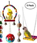5pcs Parrot Toy Bird Cage Swing Hammock Pet Bird Hanging Bell Hanging Toy Macaw Parrot Love Bird Finches Brids Toy Supplies
