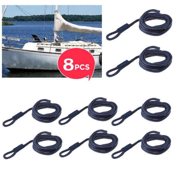 8 Pcs Boat Fender Line 0.24" Thickness 5 FT Double Braided Fender Line Marine Mooring Line For Yacht Boat Accessories Marine