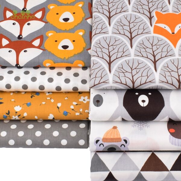 Chainho,8pcs/Lot,Jungle Animals Series,Printed Twill Cotton Fabric,Patchwork Cloth,DIY Sewing Quilting Material For Baby&Child