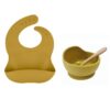 New Colors Feeding set Food Grade Silicone Bibs Baby Plate Non-silp Suction Bowl Kids Tableware Waterproof Bib BPA Free Spoon