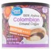 Great Value 100% Arabica Colombian Medium Dark Ground Coffee, 24.2 oz