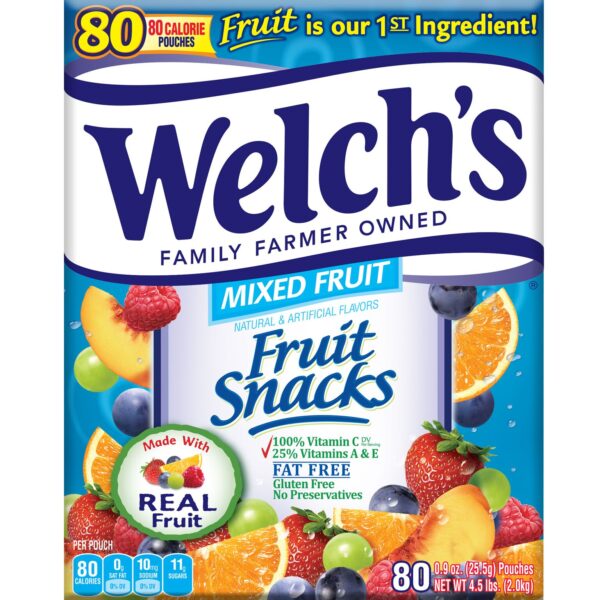 Welch's Fruit Snacks, Mixed Fruit, 80 ct, 0.9 oz
